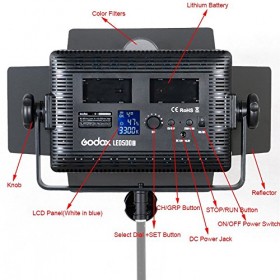 Godox LED-500C Discolour Version 32W Dimple Video Light Lamp Panel with Remote Control for Canon Nikon Pentax DSLR Camera Video Camcorder